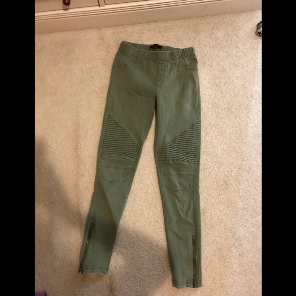 Army green Beulah motto jeggings